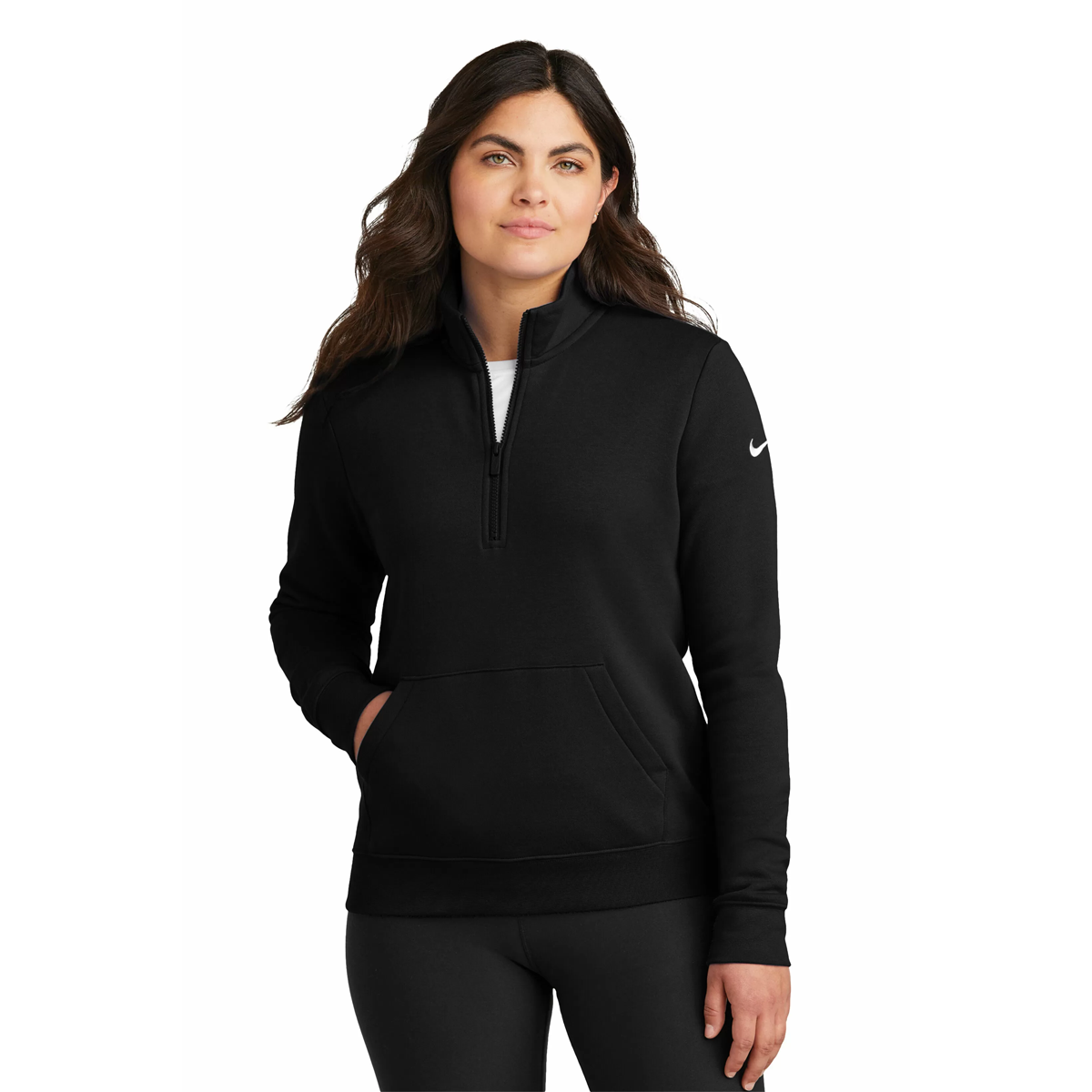 NIKE LADIES CLUB FLEECE SLEEVE SWOOSH 1/2 ZIP