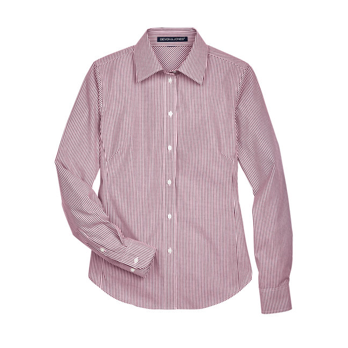 DEVON & JONES LADIES CROWN WOVEN BANKER STRIPE DRESS SHIRT