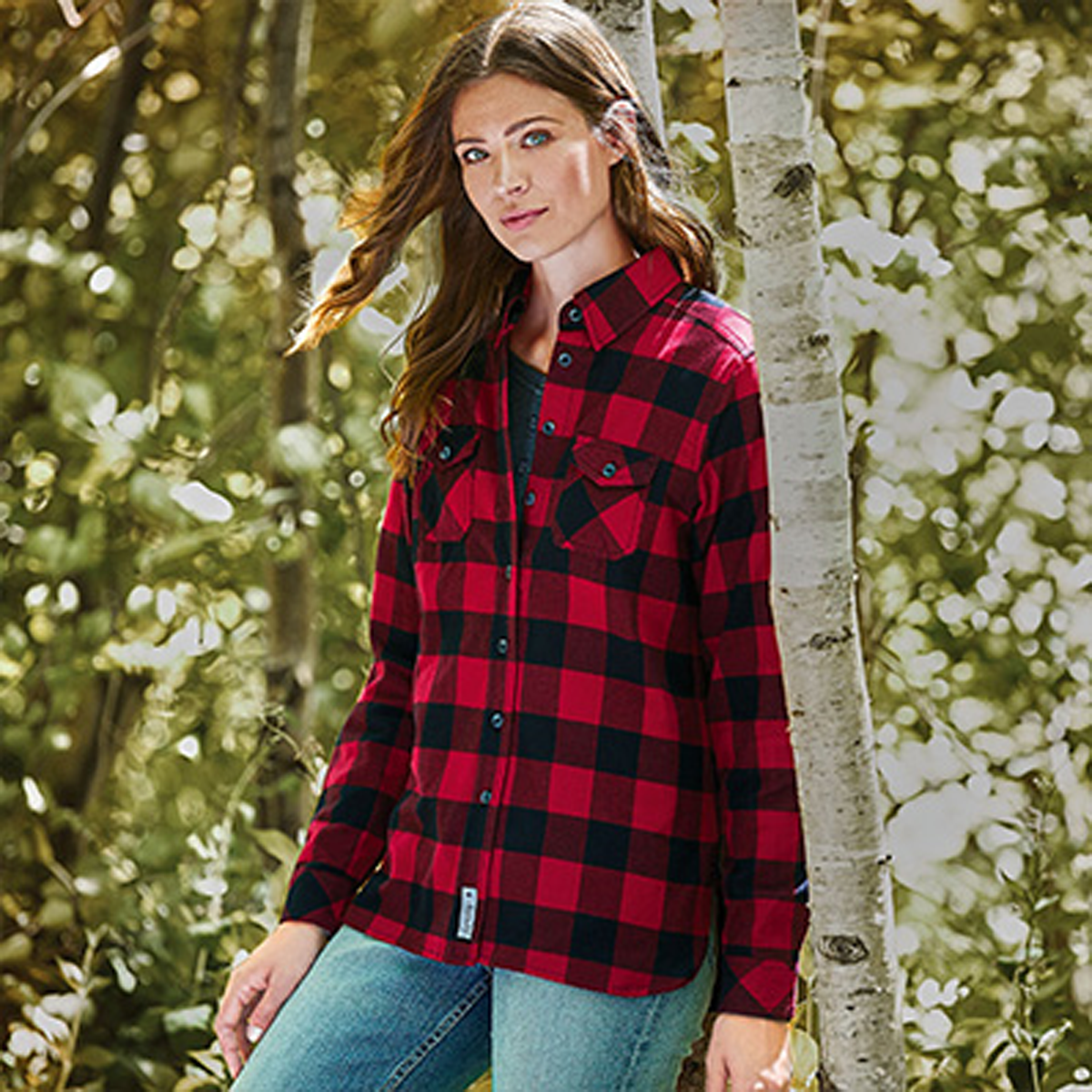 ROOTS73 LADIES SPRUCE LAKE PLAID LONG SLEEVE SHIRT