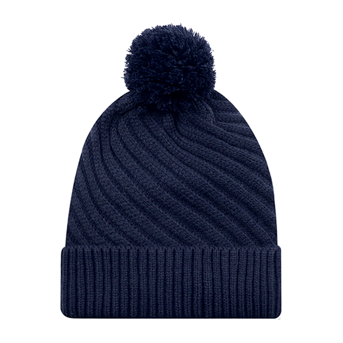 AJM ACRYLIC SWIRL JACQUARD CABLE KNIT CUFFED POM TOQUE