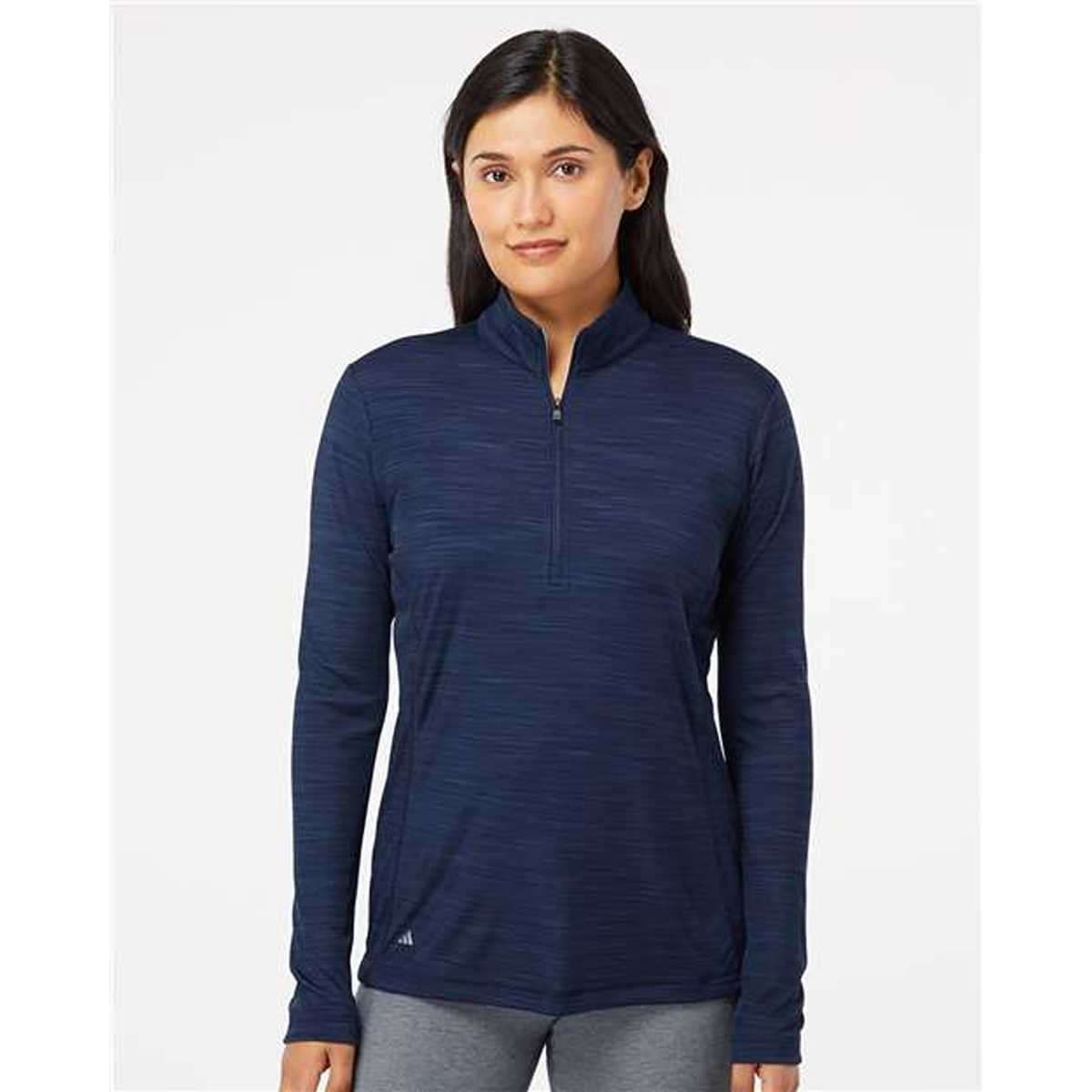 ADIDAS LADIES LIGHTWEIGHT MELANGE QUARTER-ZIP PULLOVER