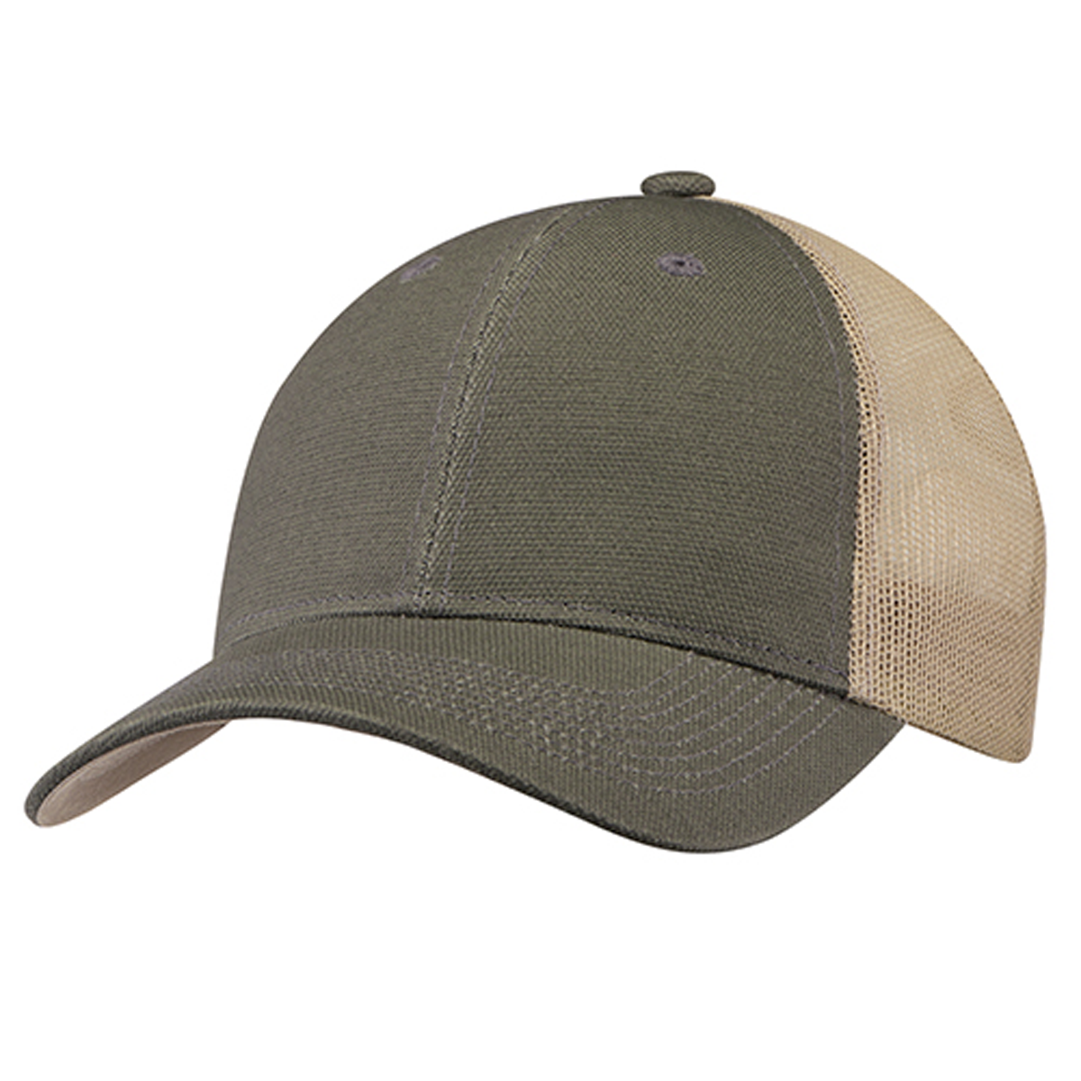 AJM 6-PANEL DUCK CANVAS POLY MESH ADJUSTABLE HAT