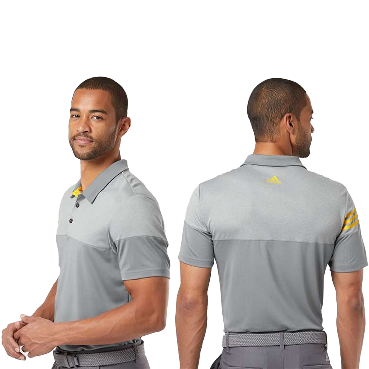 ADIDAS HEATHERED 3-STRIPES COLORBLOCK POLO