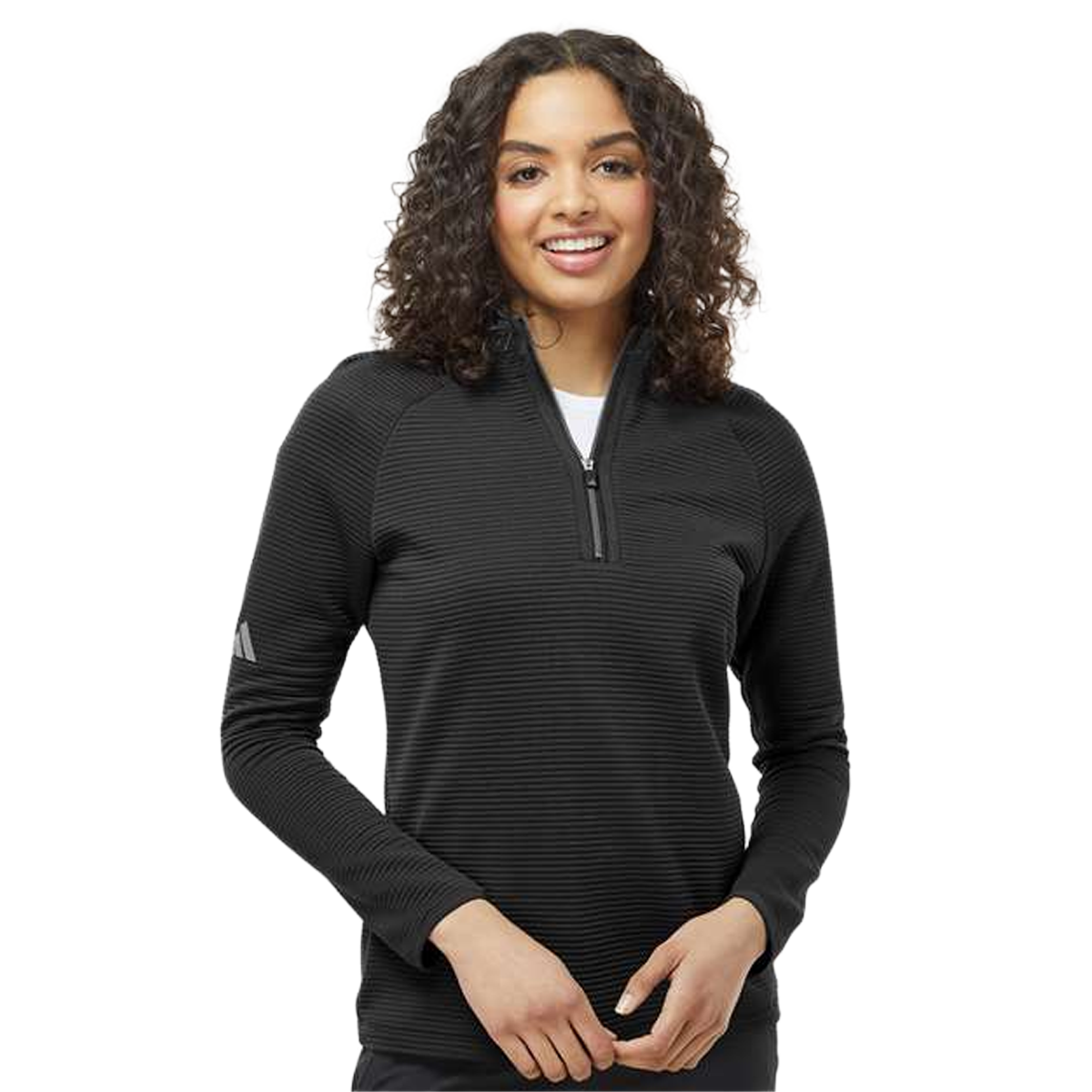 ADIDAS LADIES SPACER QUARTER-ZIP PULLOVER