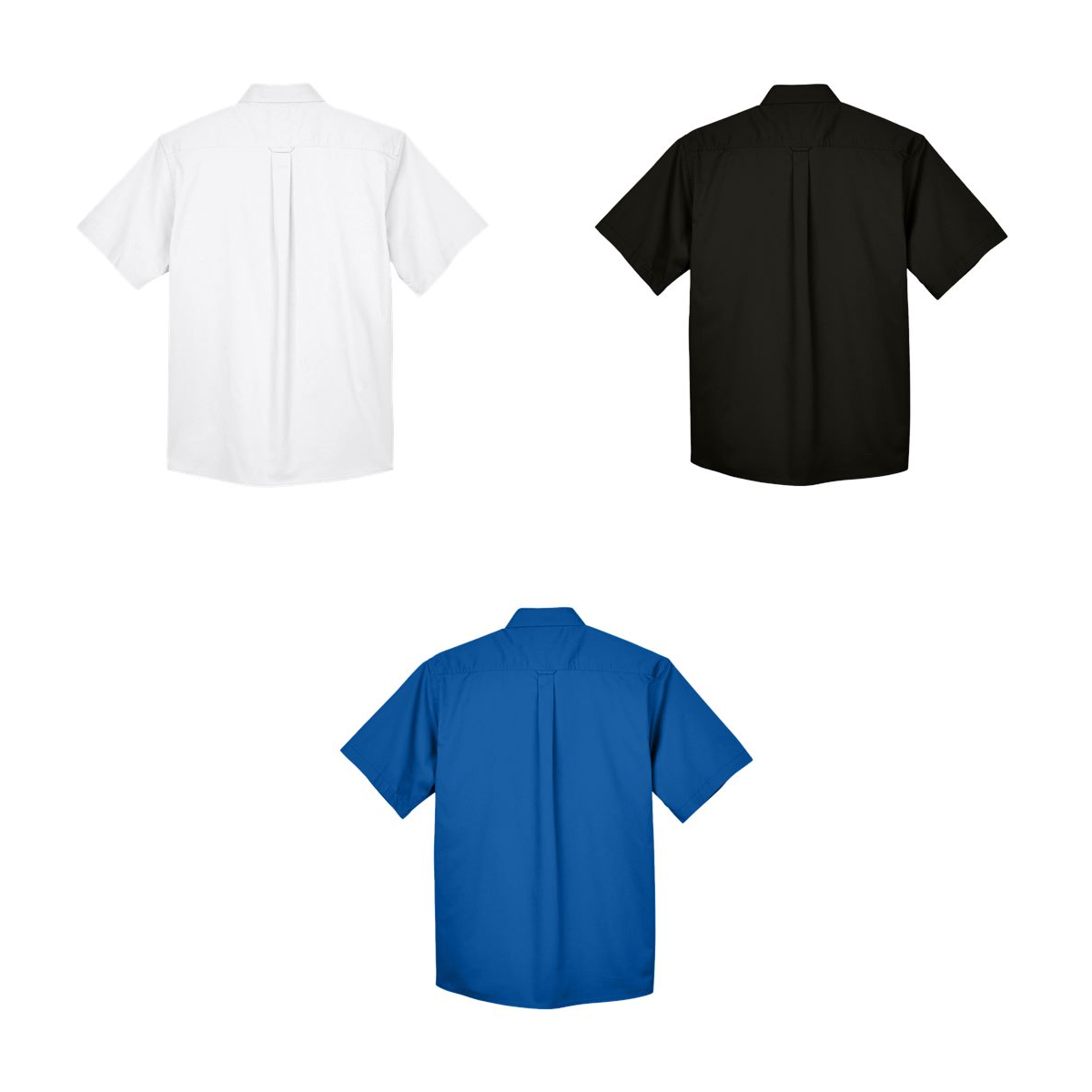 HARRITON MEN'S EASY BLEND SHORT SLEEVE TWILL DRESS SHIRT WITH STAIN RELEASE