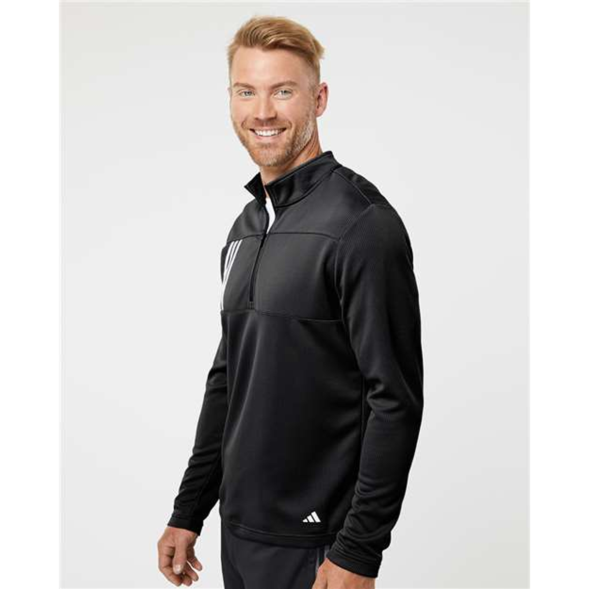 ADIDAS MEN'S 3-STRIPES DOUBLE KNIT QUARTER-ZIP