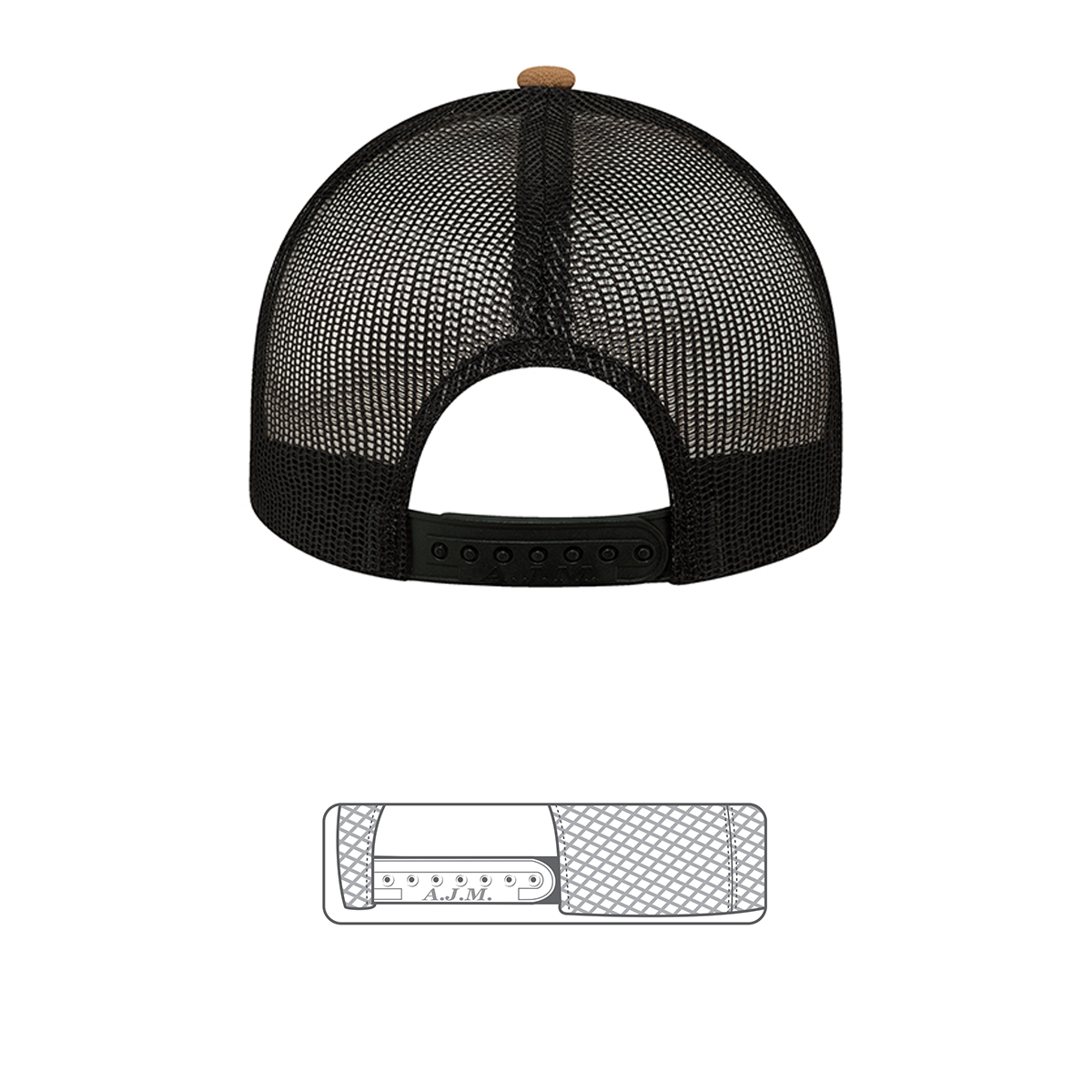 AJM 6-PANEL DUCK CANVAS POLY MESH ADJUSTABLE HAT