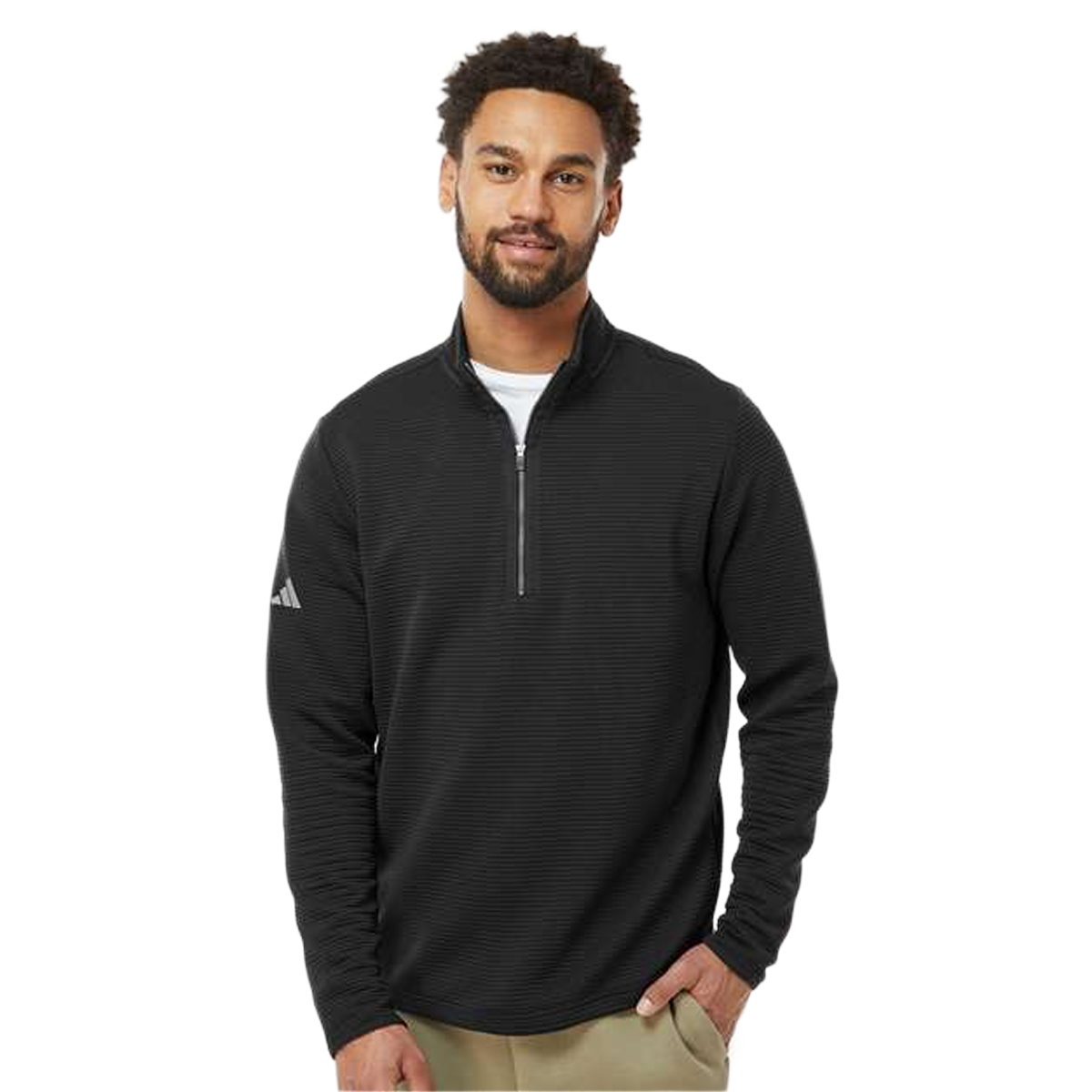 ADIDAS MEN'S SPACER QUARTER-ZIP PULLOVER