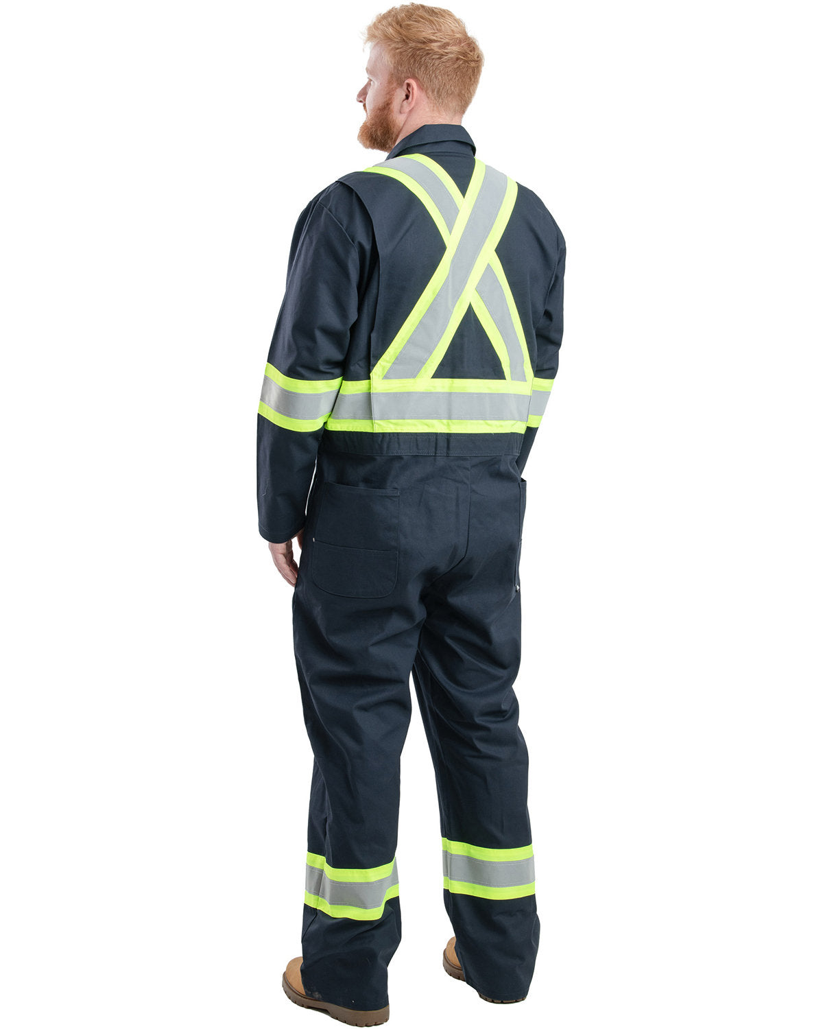 BERNE MEN'S SAFETY STRIPED GASKET UNLINED COVERALL