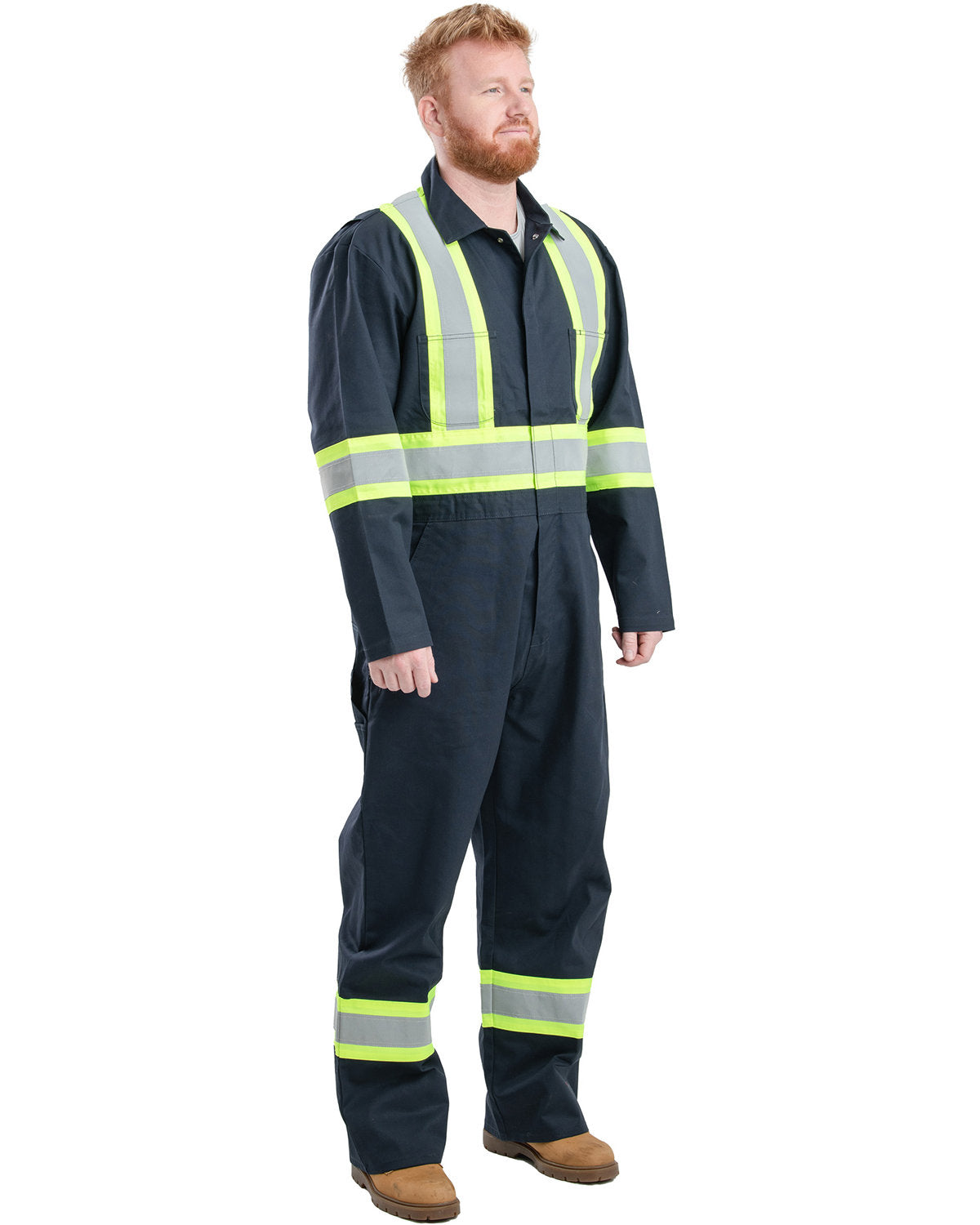 BERNE MEN'S SAFETY STRIPED GASKET UNLINED COVERALL