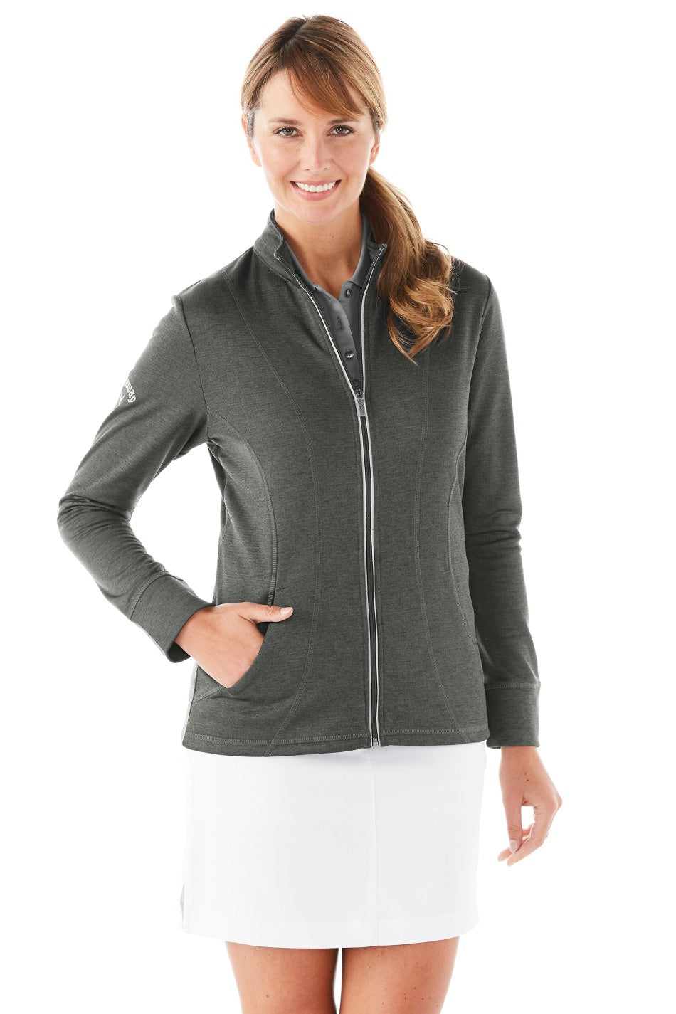 CALLAWAY LADIES WAFFLE FLEECE FULL-ZIP JACKET