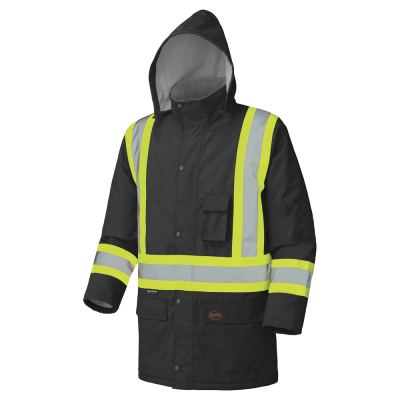 PIONEER HI-VIZ WATERPROOF WINTER QUILTED SAFETY PARKAS - 300D PU COATED OXFORD POLY
